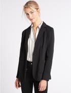 Marks & Spencer One Button Brushed Back Jersey Blazer Black