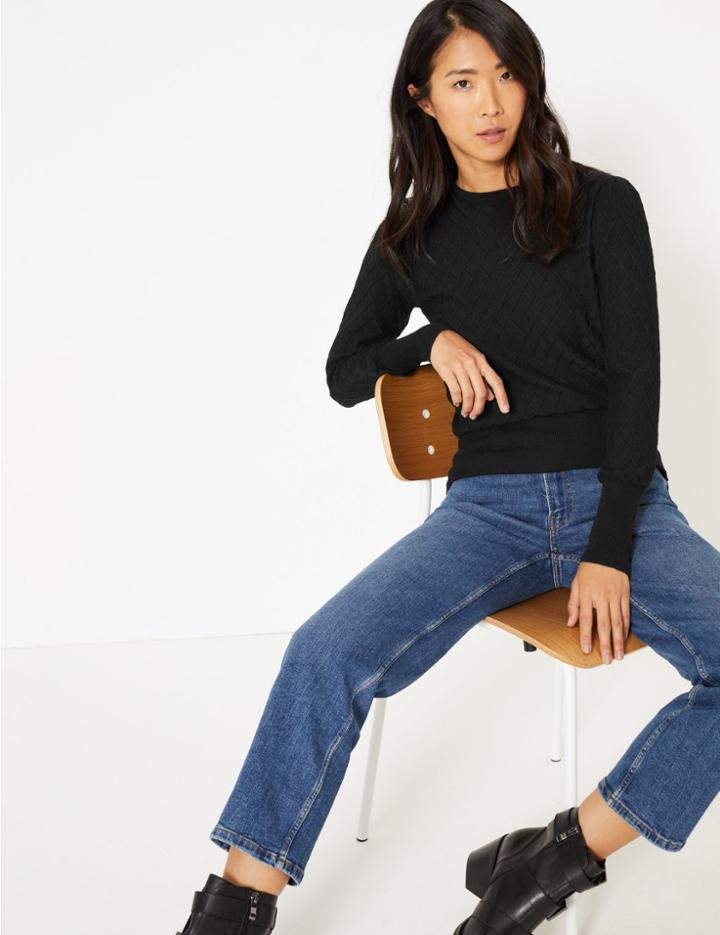Marks & Spencer Diamond Stitch Jumper Black