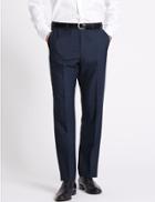 Marks & Spencer Blue Textured Regular Fit Trousers Blue