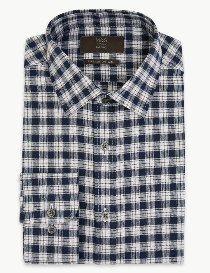 Marks & Spencer Pure Cotton Twill Tailored Fit Shirt