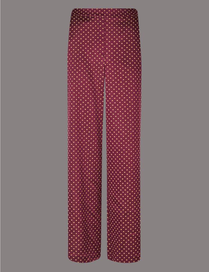 Marks & Spencer Polka Dot Wide Leg Trousers Red Mix