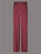 Marks & Spencer Polka Dot Wide Leg Trousers Red Mix