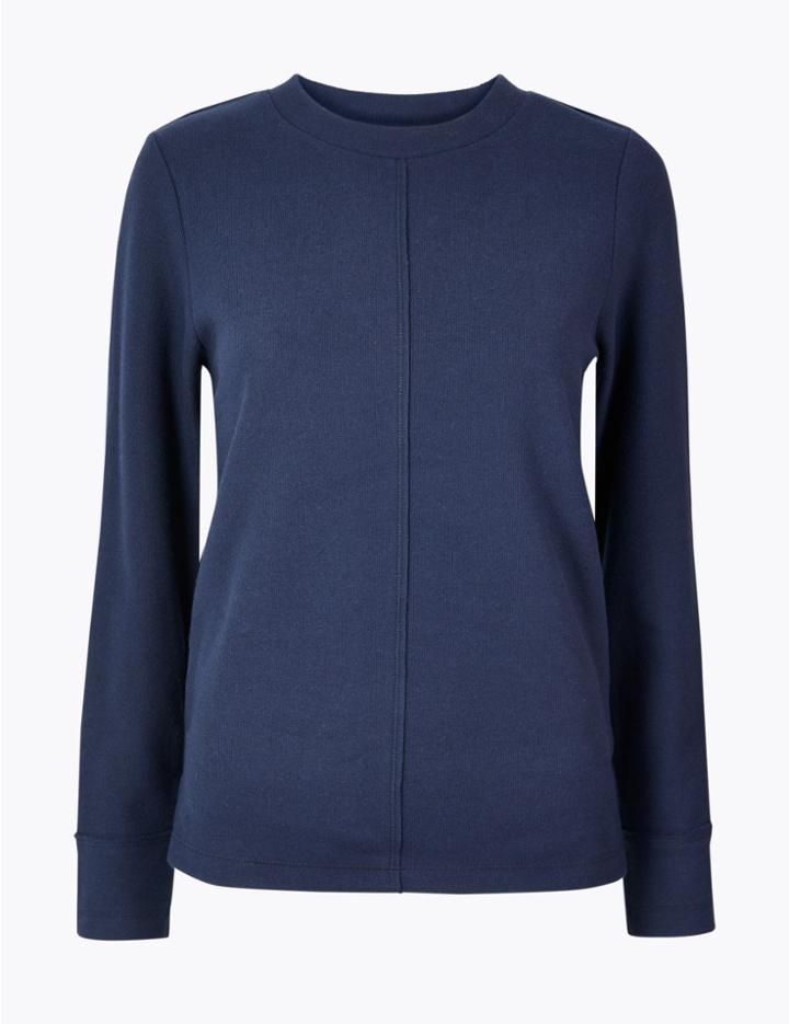 Marks & Spencer Cotton Blend Sweatshirt Navy