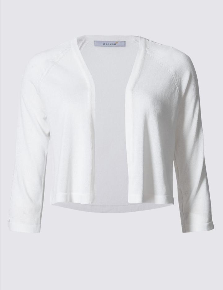Marks & Spencer Lace 3/4 Sleeve Cardigan Ivory