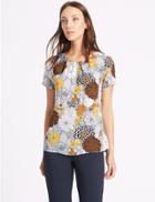 Marks & Spencer Floral Print Short Sleeve Shell Top Gold Mix
