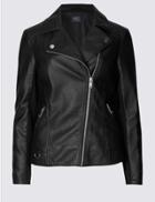 Marks & Spencer Crossed Zipped Biker Jacket Black