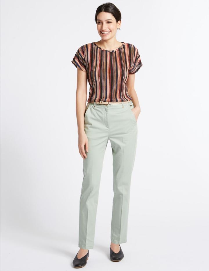 Marks & Spencer Cotton Rich Slim Leg Chinos Sea Green