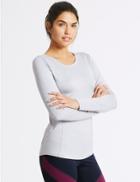 Marks & Spencer Quick Dry Long Sleeve Top Silver Grey