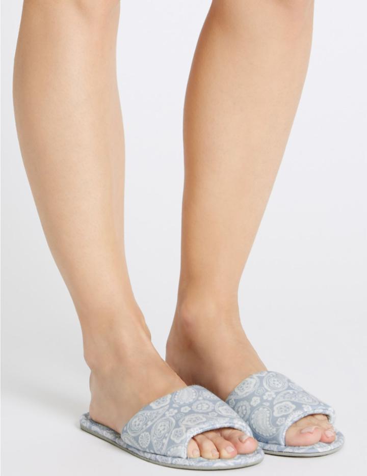 Marks & Spencer Paisley Print Mule Slippers Blue Mix