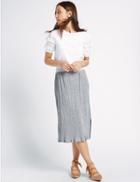 Marks & Spencer Pleated Midi Skirt Grey Marl