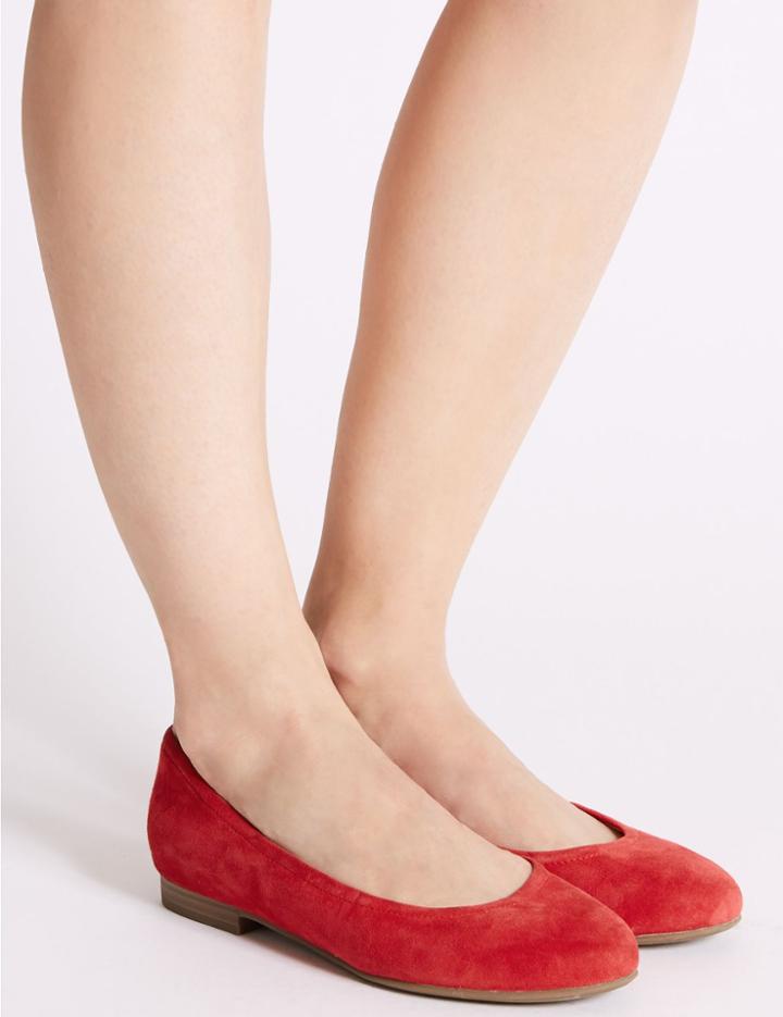 Marks & Spencer Suede Round Toe Pumps Flame