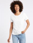 Marks & Spencer Pure Cotton Lace Short Sleeve T-shirt White