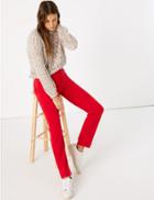 Marks & Spencer Corduroy Straight Leg Trousers Bright Red