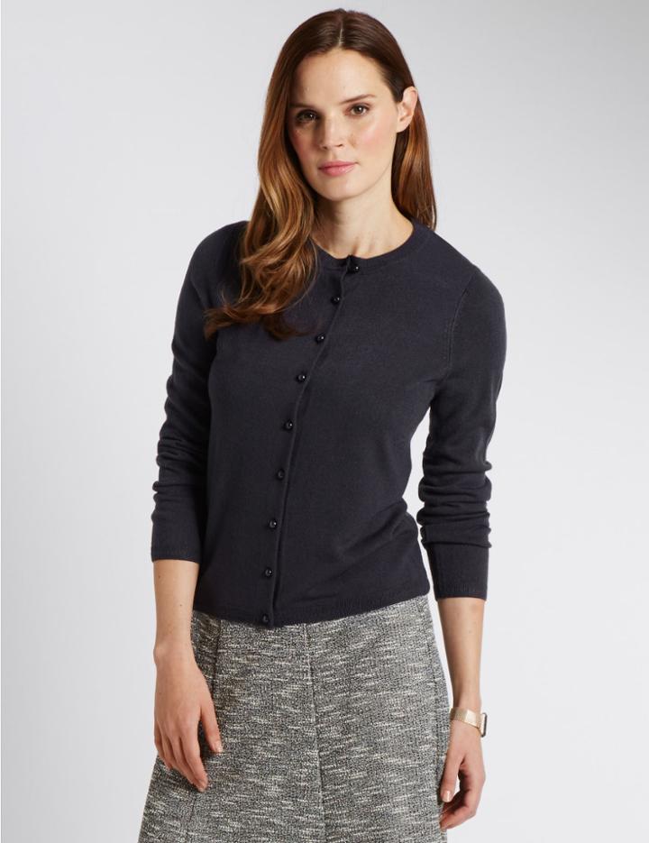 Marks & Spencer Button Through Cardigan Navy