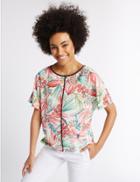 Marks & Spencer Floral Print Short Sleeve Shell Top Ivory Mix