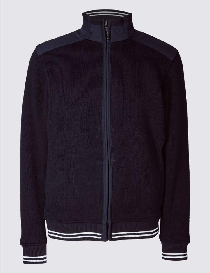 Marks & Spencer Zipped Through Fleece Jacket Navy