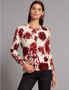 Marks & Spencer Pure Cashmere Floral Print Cardigan Red Mix