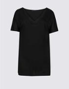 Marks & Spencer V-neck Short Sleeve T-shirt Black