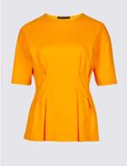 Marks & Spencer Pure Cotton Round Neck Short Sleeve Top Yellow