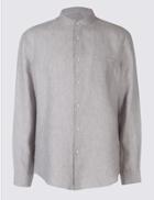 Marks & Spencer Easy To Iron Pure Linen Shirt With Pocket Light Grey