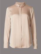 Marks & Spencer Side Split Long Sleeve Shirt Gold