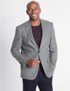 Marks & Spencer Pure Lambswool Herringbone Jacket Light Grey