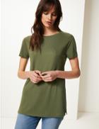 Marks & Spencer Textured Longline Short Sleeve Tunic Green