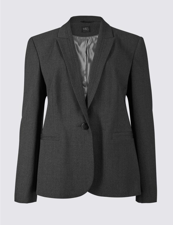 Marks & Spencer Seam Stitch Single Button Blazer Charcoal
