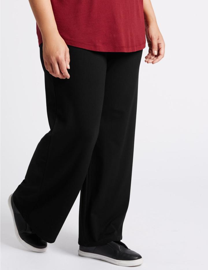 Marks & Spencer Jersey Wide Leg Trousers Black