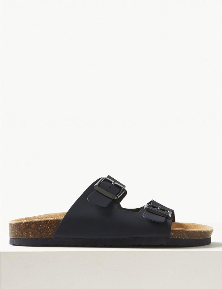 Marks & Spencer Suede Flatform Mule Sandals Navy