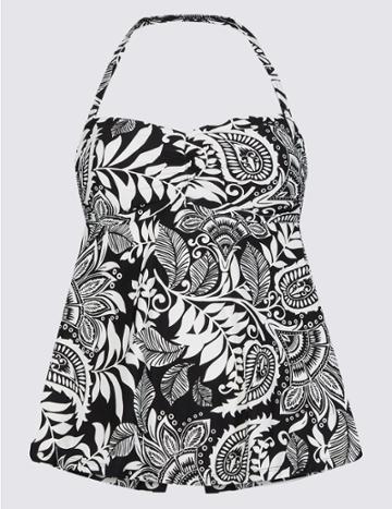Marks & Spencer Printed Non-wired Tankini Top Black Mix