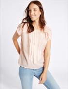 Marks & Spencer Fringed Front Short Sleeve T-shirt Pale Pink