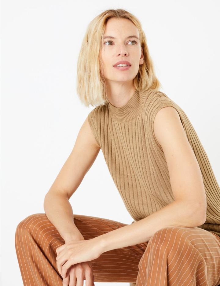Marks & Spencer Ribbed Turtle Neck Jumper Camel
