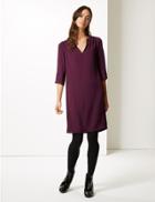 Marks & Spencer Satin 3/4 Sleeve Shift Dress Plum