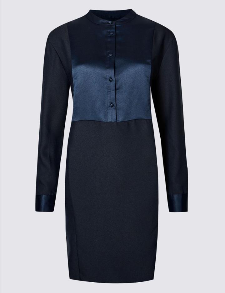 Marks & Spencer Long Sleeve Shirt Dress Navy