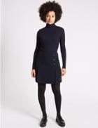 Marks & Spencer Button Front A-line Mini Skirt Navy