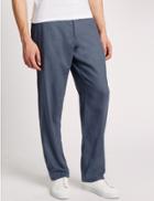 Marks & Spencer Linen Blend Flat Front Chinos Grey