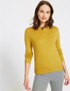 Marks & Spencer Ribbed Round Neck Cardigan Winter Lime