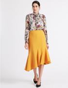 Marks & Spencer Crepe Asymmetric Midi Skirt Bright Gold
