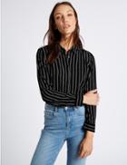 Marks & Spencer Striped Long Sleeve Shirt Navy Mix