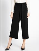 Marks & Spencer Tie Front Wide Leg Cropped Trousers Black