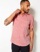 Marks & Spencer Pure Linen Shirt With Pocket Red