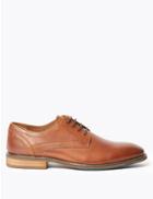 Marks & Spencer Leather Saffiano Print Derby Shoes Tan