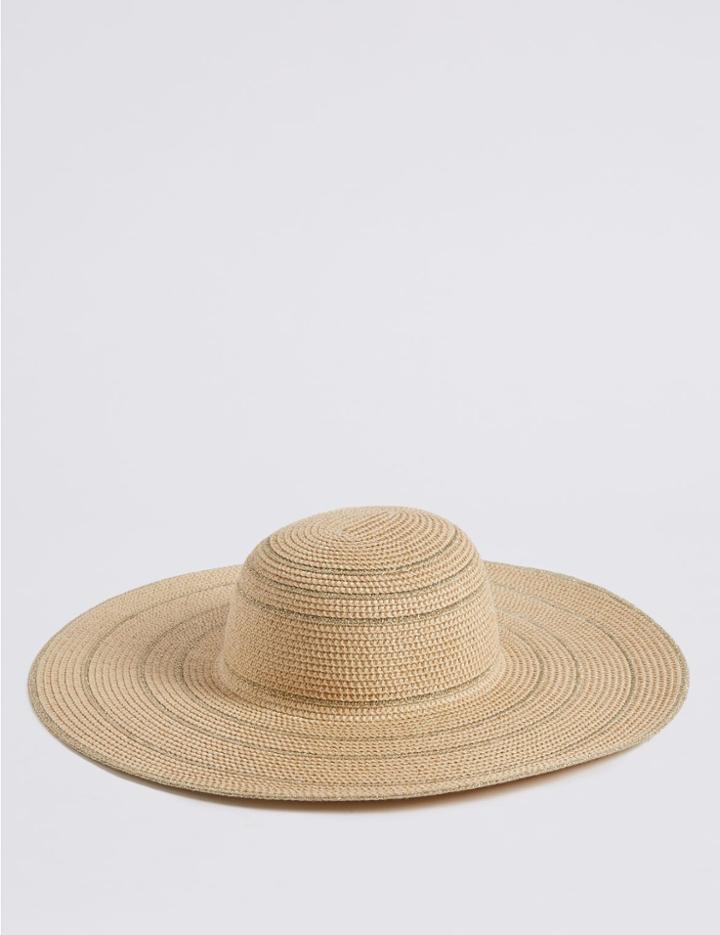 Marks & Spencer Metallic Floppy Hat Natural Mix