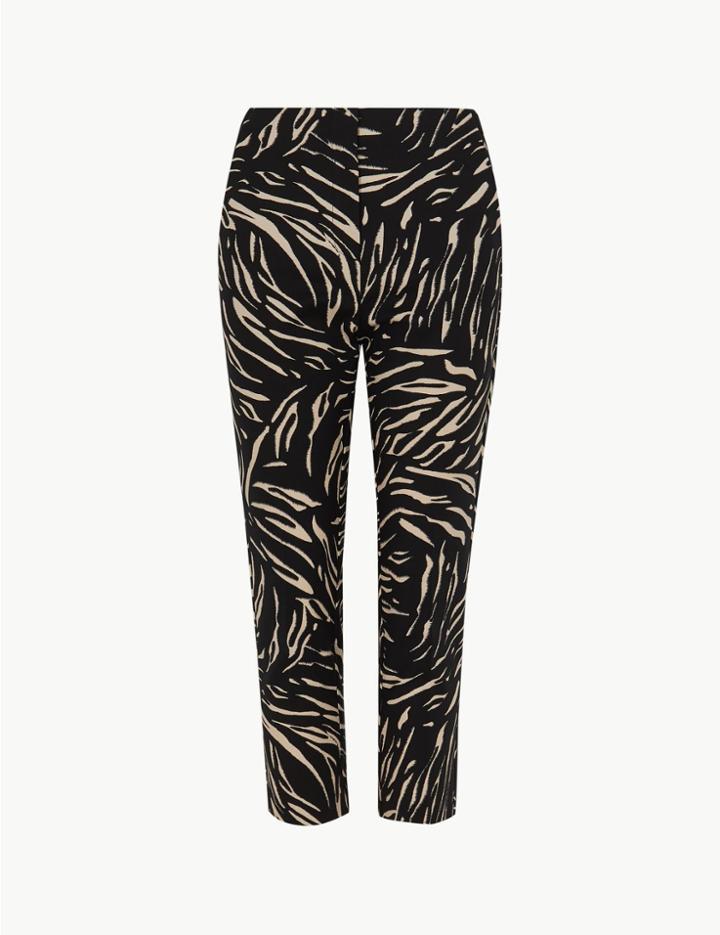Marks & Spencer Cotton Rich Animal Print Cropped Trousers Black Mix