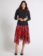 Marks & Spencer Chain Print Chiffon A-line Midi Skirt Red Mix