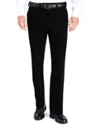Marks & Spencer Cotton Rich Flat Front Corduroy Trousers Black