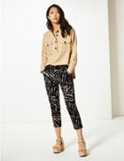 Marks & Spencer Mia Slim Animal Print Cropped Trousers Black Mix