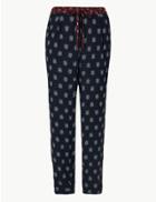 Marks & Spencer Floral Tapered Ankle Grazer Trousers Dark Navy Mix