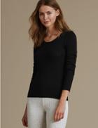 Marks & Spencer 2 Pack Thermal Long Sleeve Pointelle Tops Black/grey